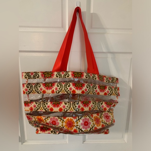 Vera Bradley Folkloric Beach Tote Bag + Matching Toiletry Bags & Key Wallet - Picture 2 of 15